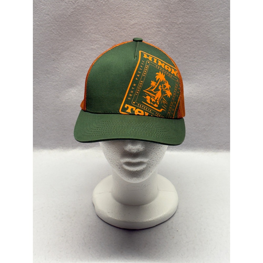 Hinano Tahiti South Pacific Trucker Hat Green Orange Snapback Mesh Surf Cap